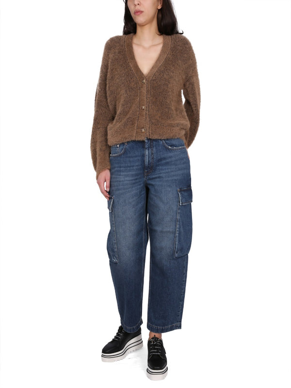 Cargo Jeans Blue Polyester Cotton