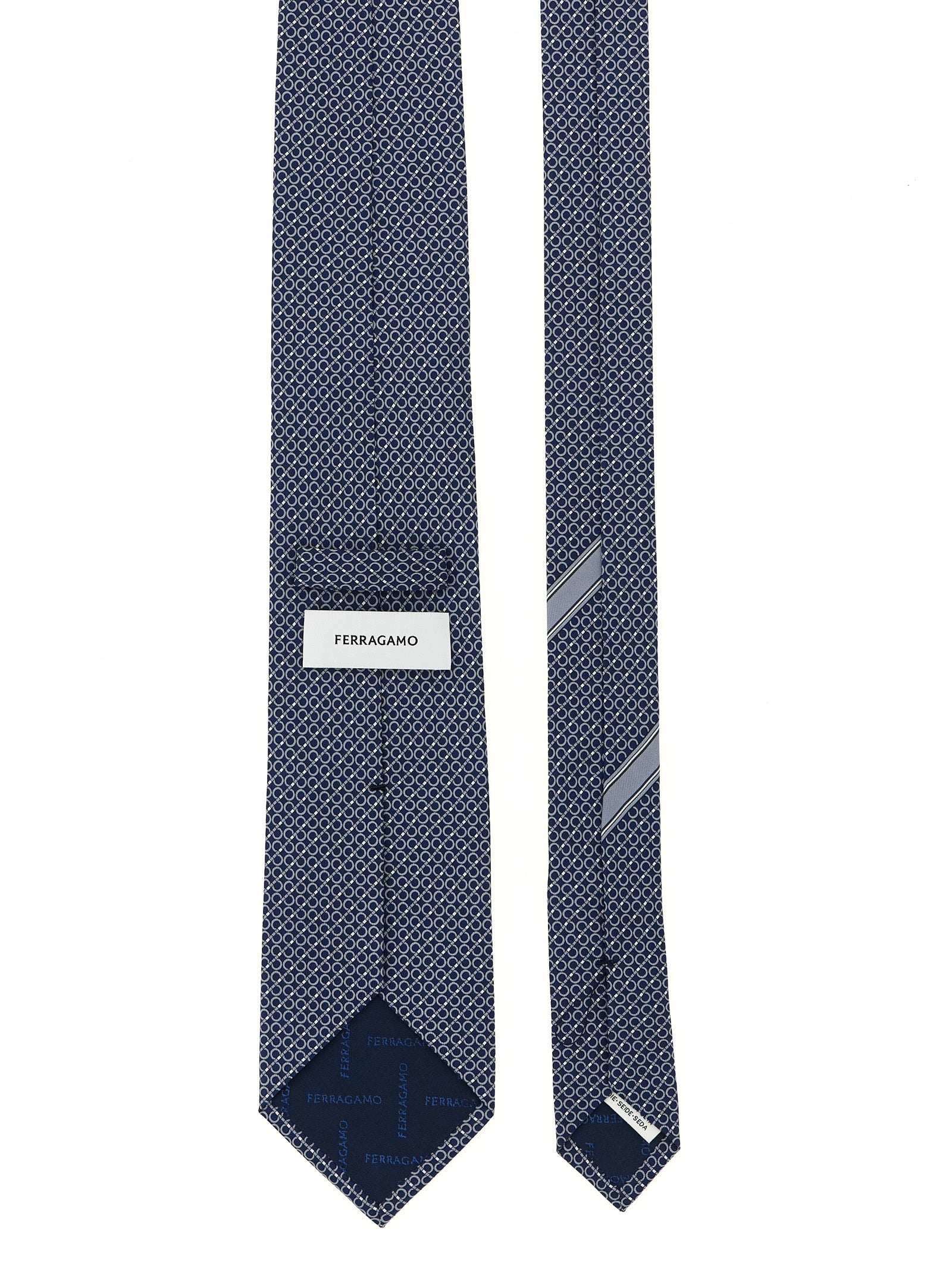 Gancini print tie Blue Silk Scarves, Foulards