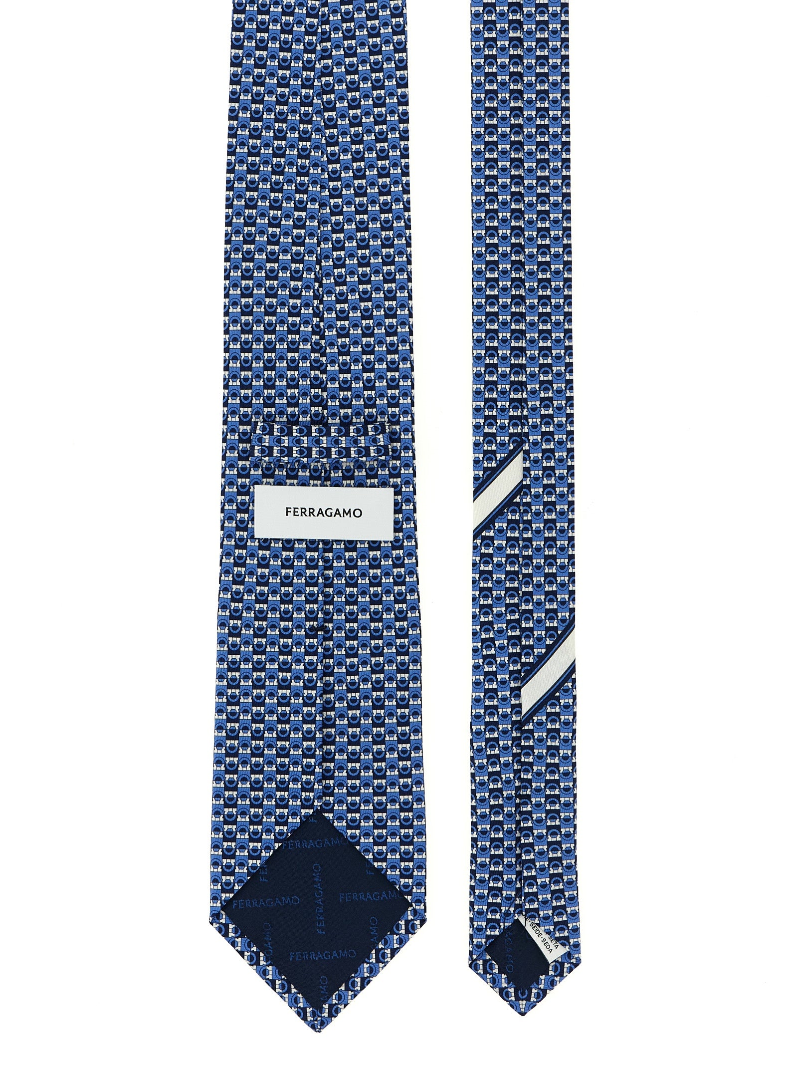 Gancini print tie Blue Silk Scarves, Foulards