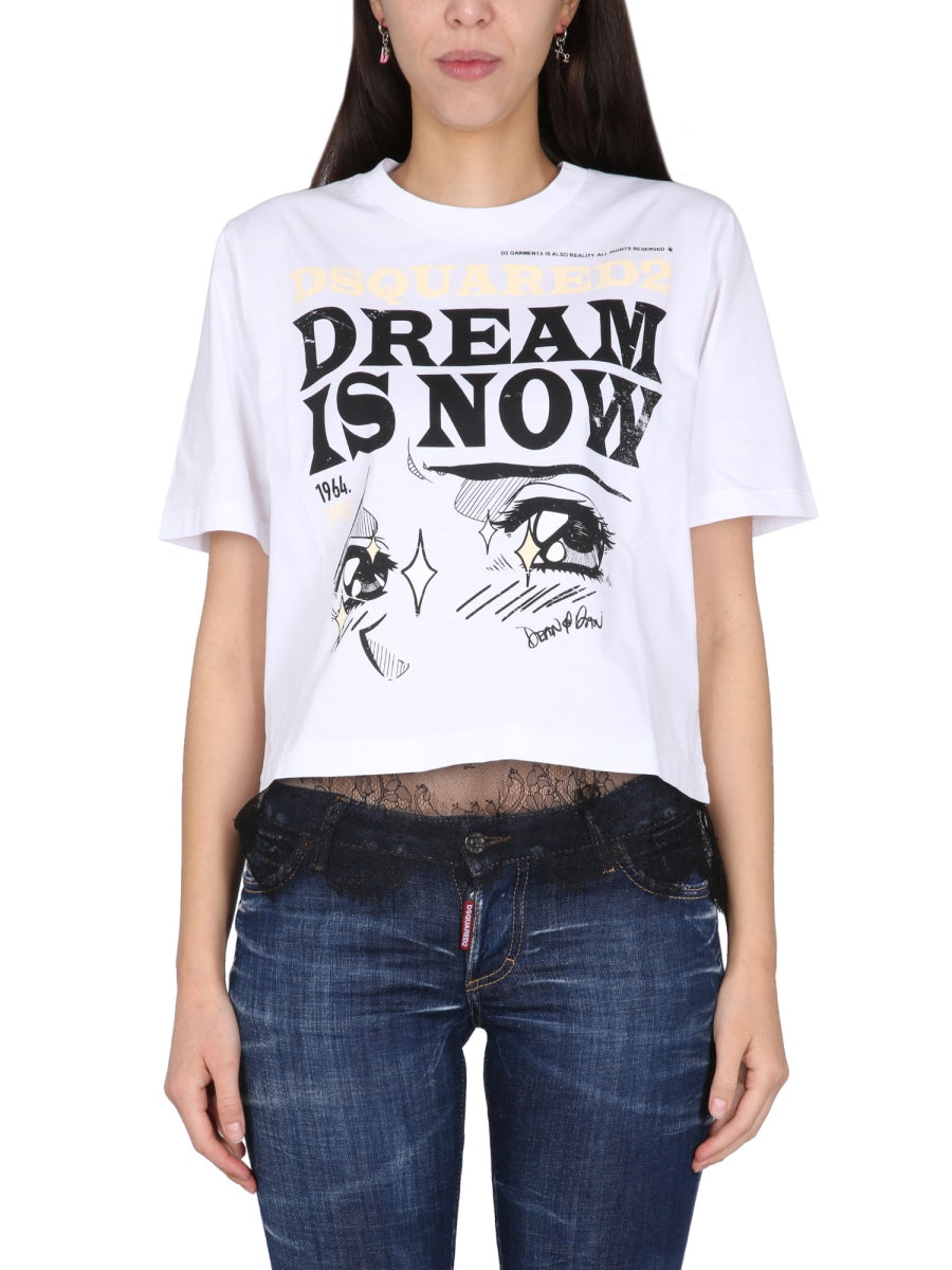 Logo Cropped T-Shirt White Cotton T-shirts