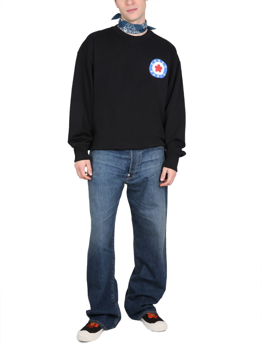 Oversized Sweatshirt With Logo Black Cotton Sweatshirts