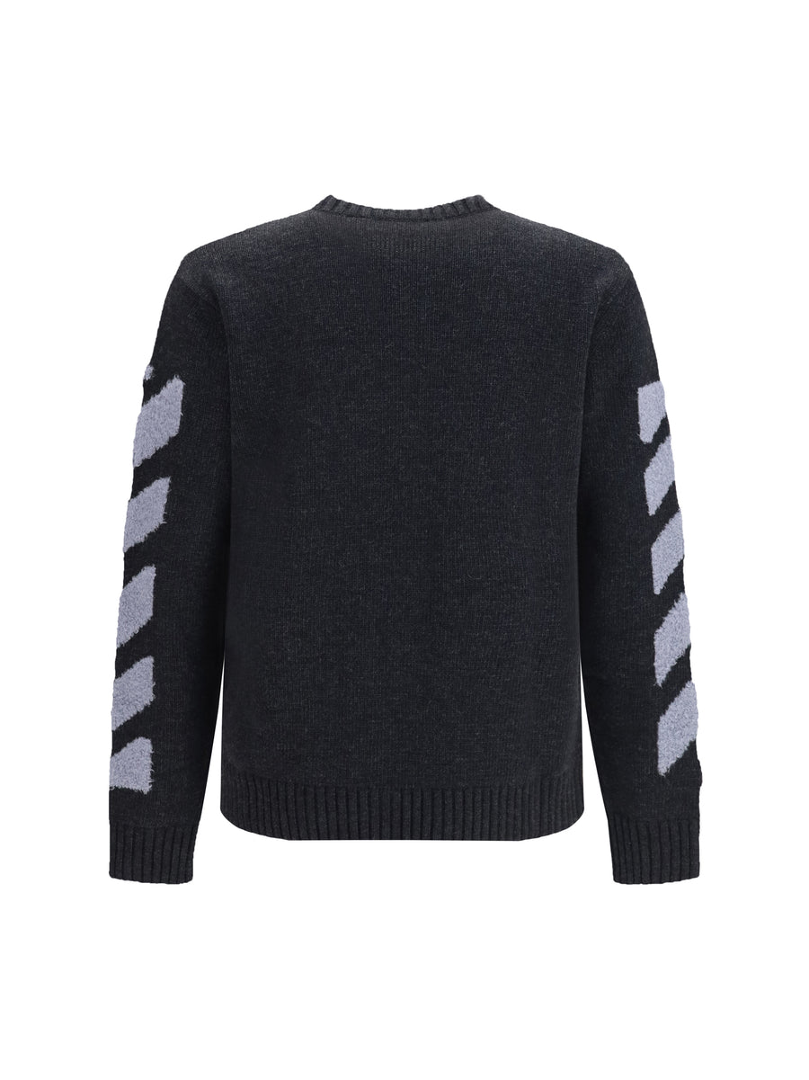 Crewneck Sweater Diag Fuzzy Anthracite Wool (ovis Aries)
