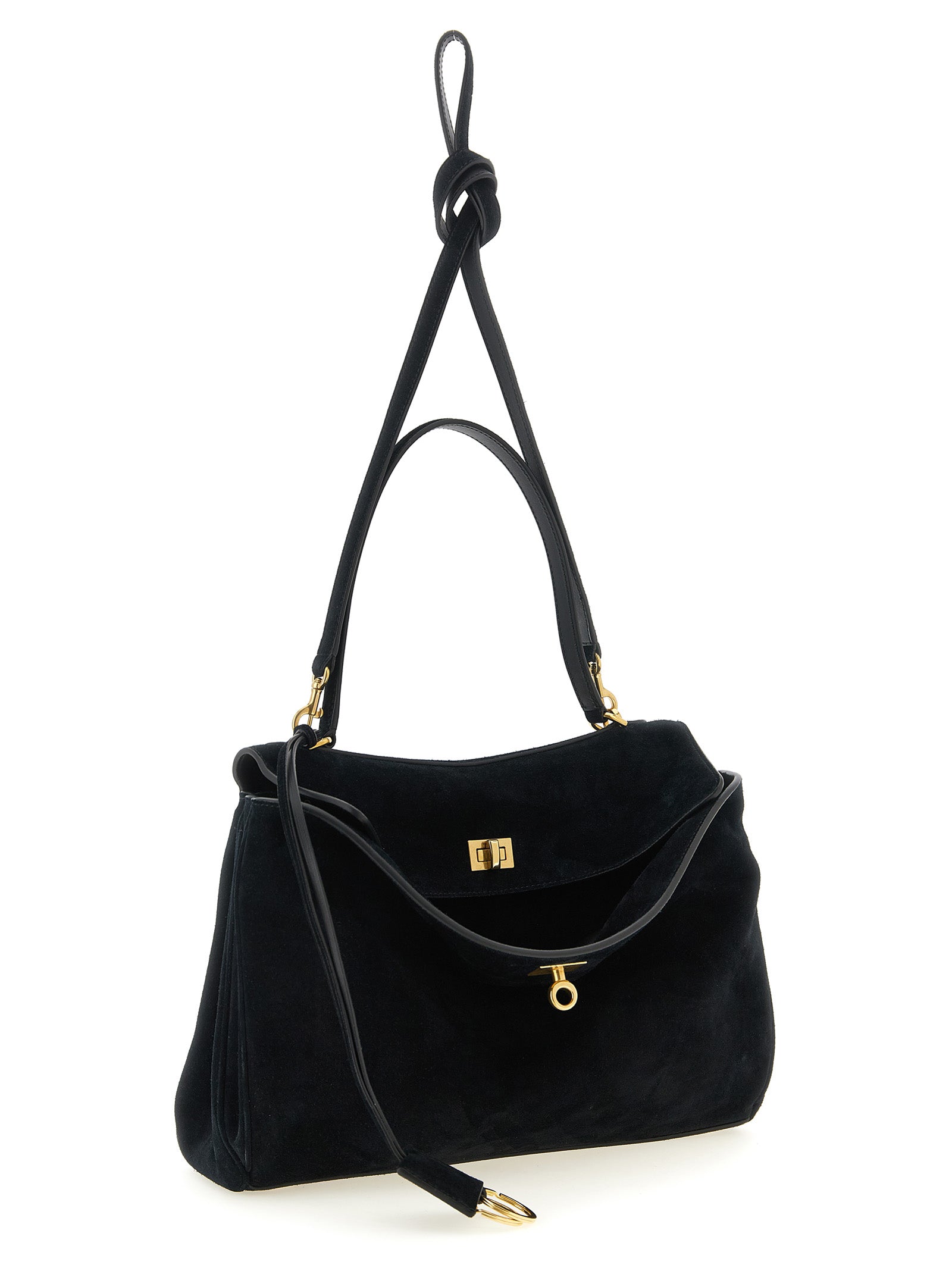 Rodeo Medium Handbag Black Calfskin Leather (bos Taurus) Hand Bags