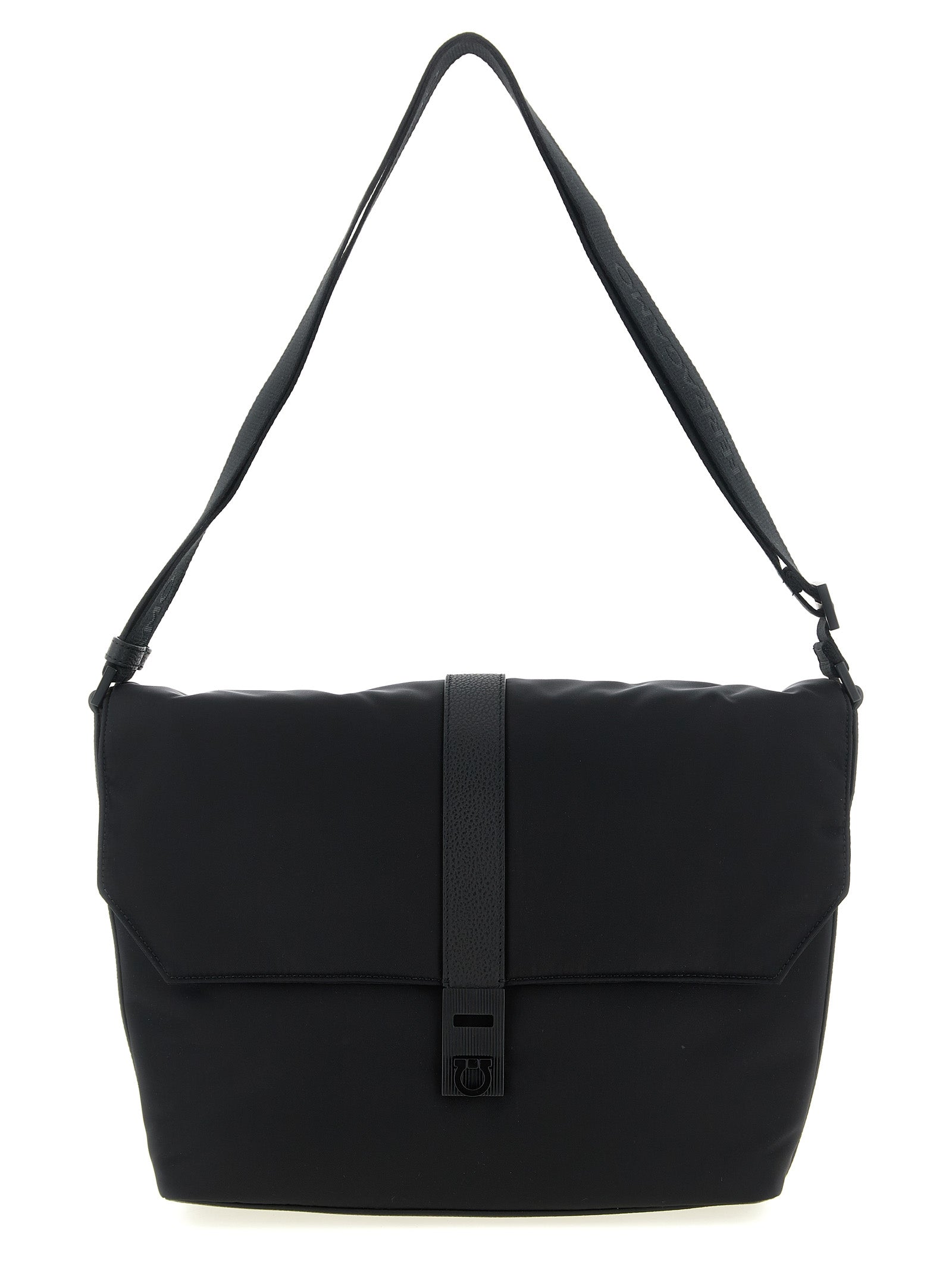 Twins crossbody bag Black Fabric Calf Leather