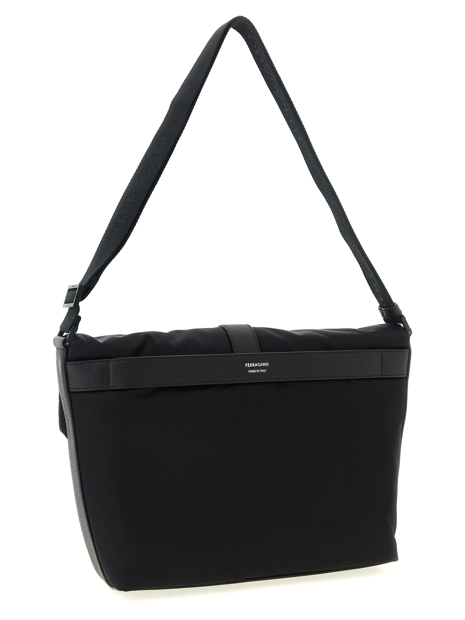Twins crossbody bag Black Fabric Calf Leather