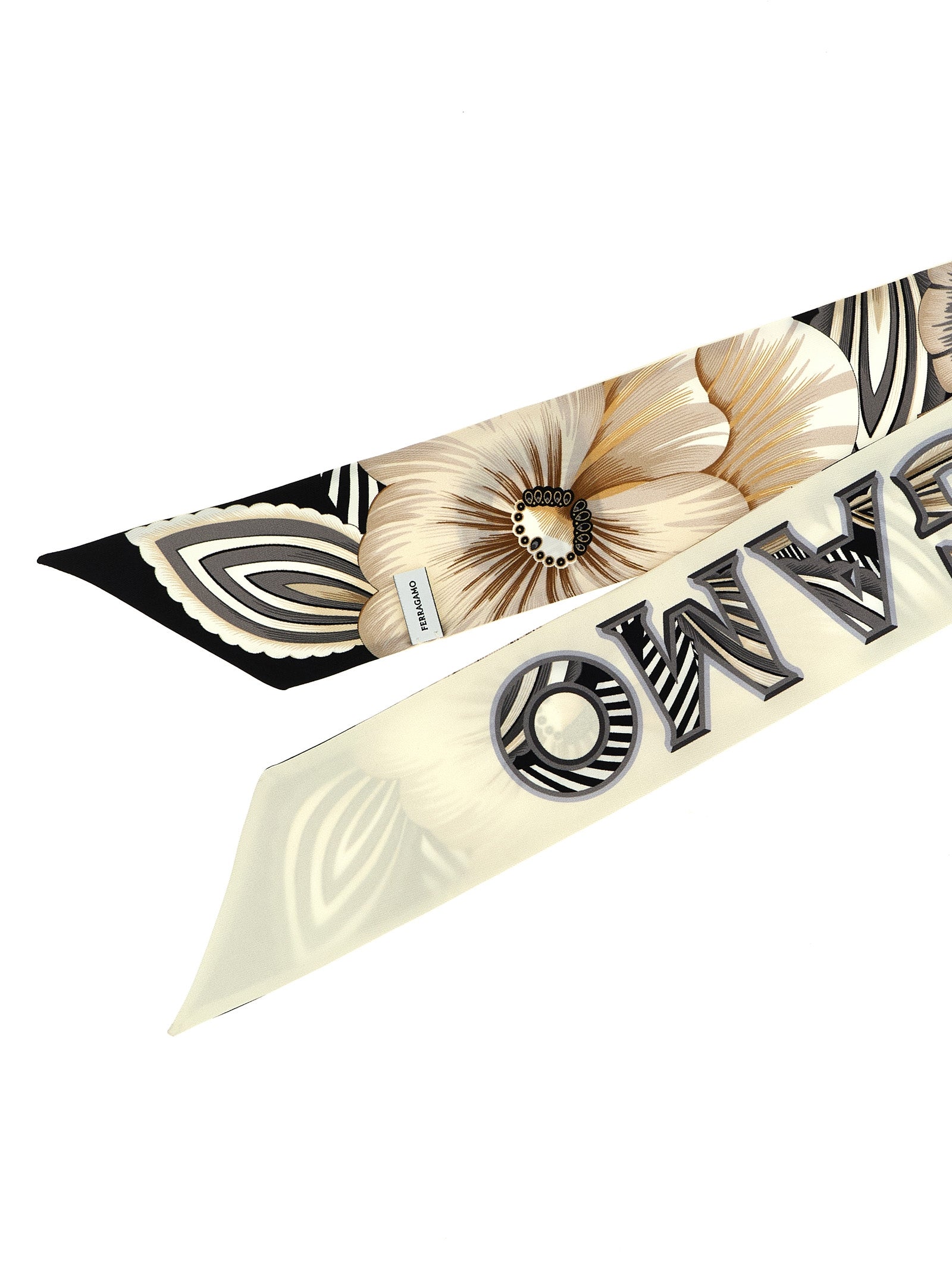 Bandeau Brezza White/black Silk Scarves, Foulards