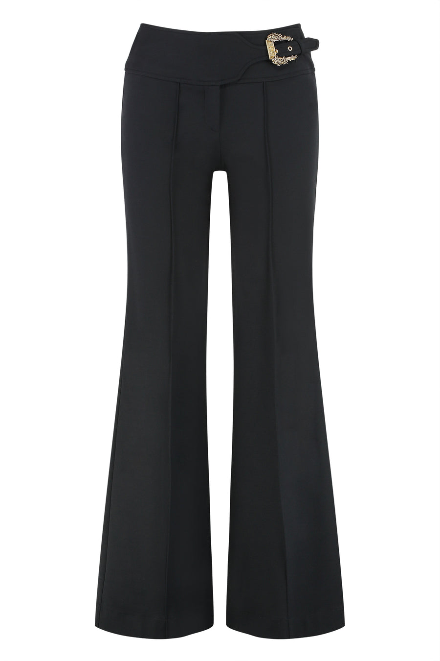 High-Waist Wide-Leg Trousers Black Viscose