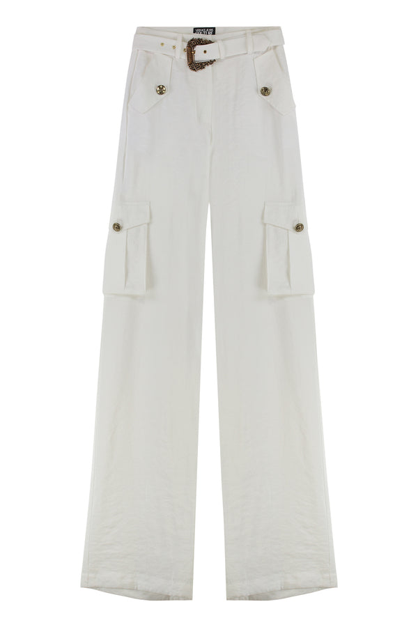 Cargo Trousers White Modal Wide-leg