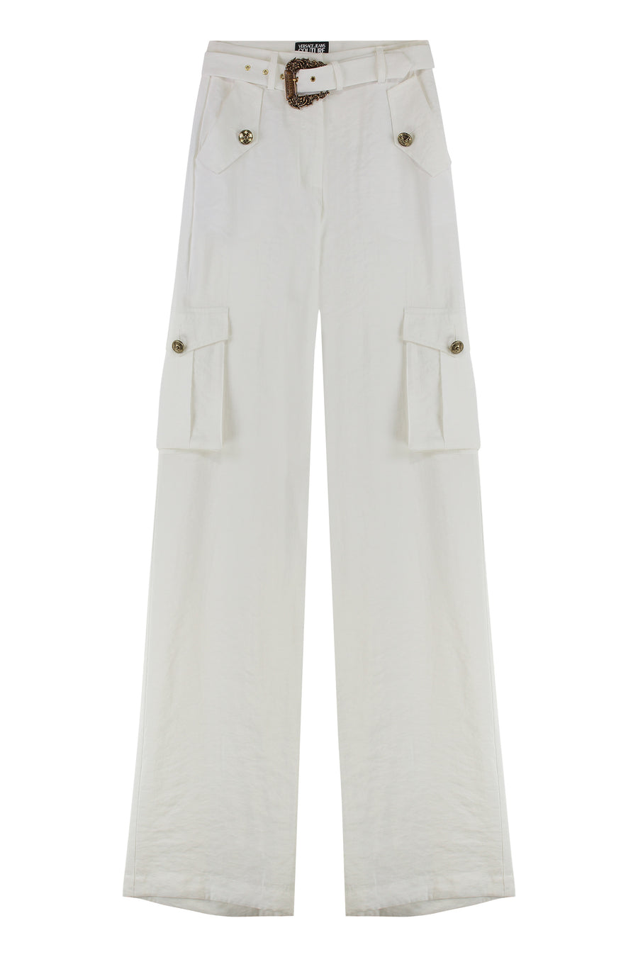 Cargo Trousers White Modal Wide-leg