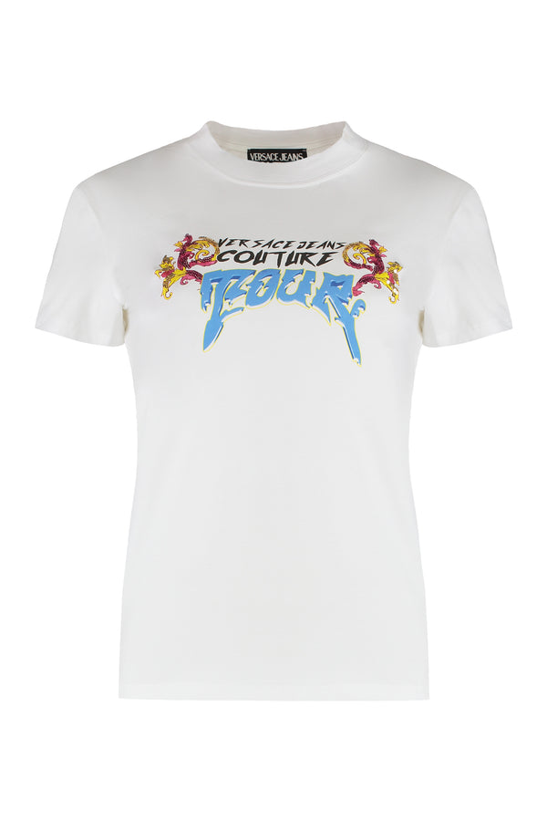 Versace Logo Print T-Shirt White Cotton T-shirts & Jerseys