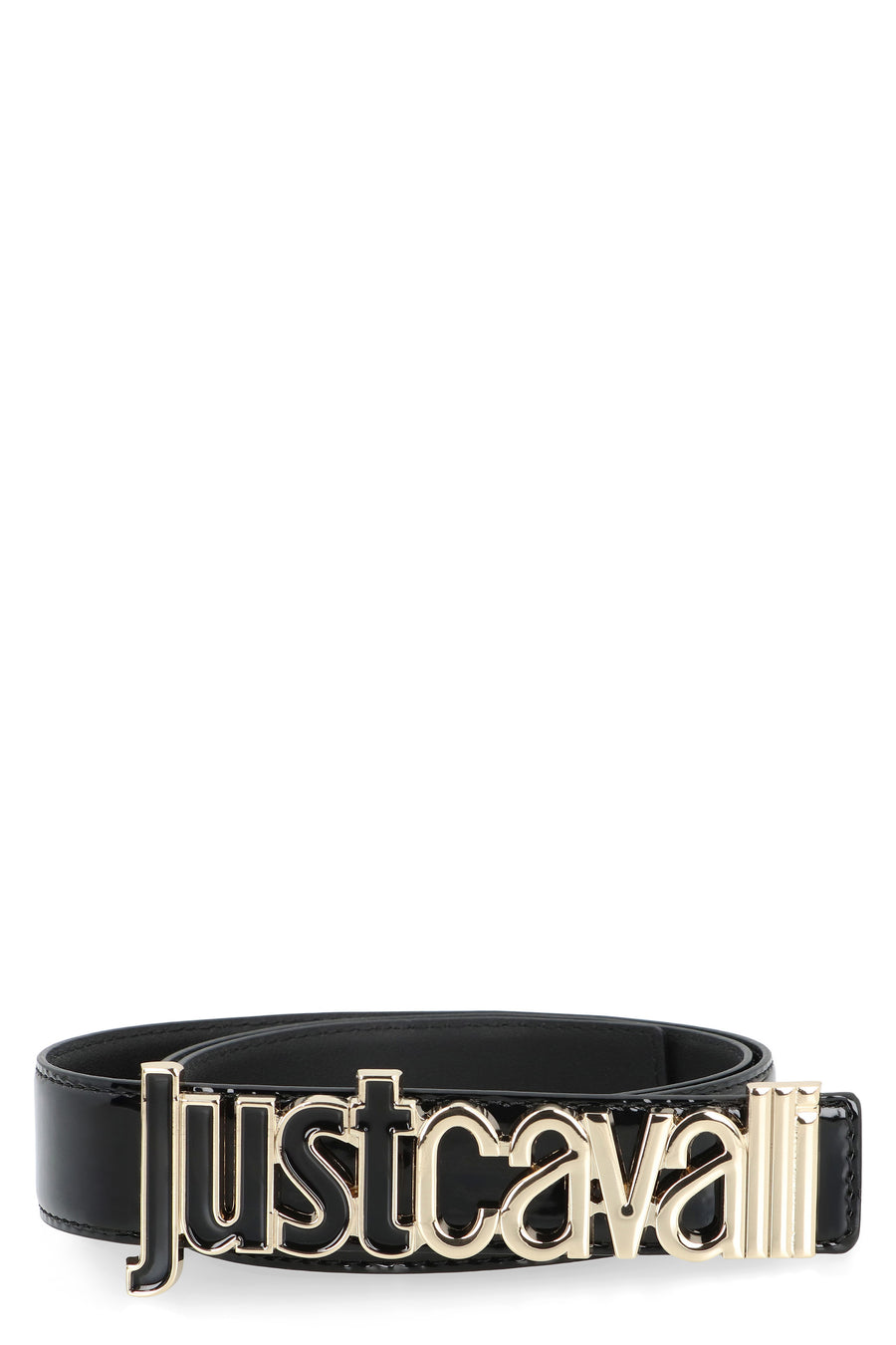 Patent Leather Belt With Gold Buckle Black