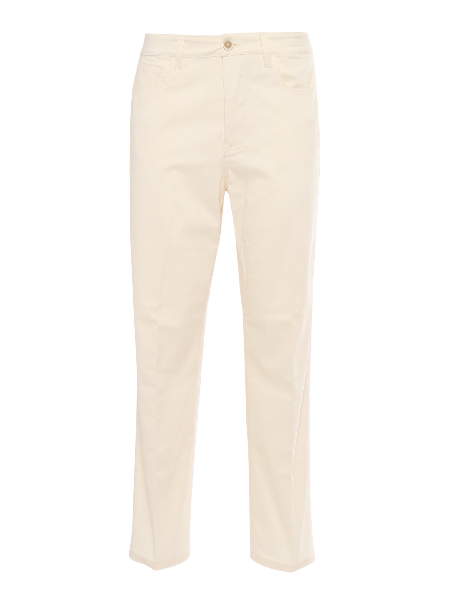 Cotton Gabardine 5 Pocket Trousers White Elastane
