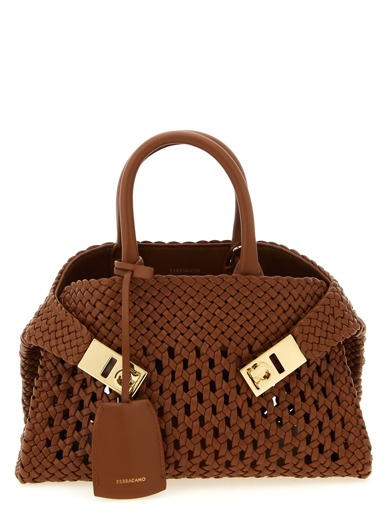 Hug Mini Handbag Brown Calfskin Leather (bos Taurus) Hand Bags