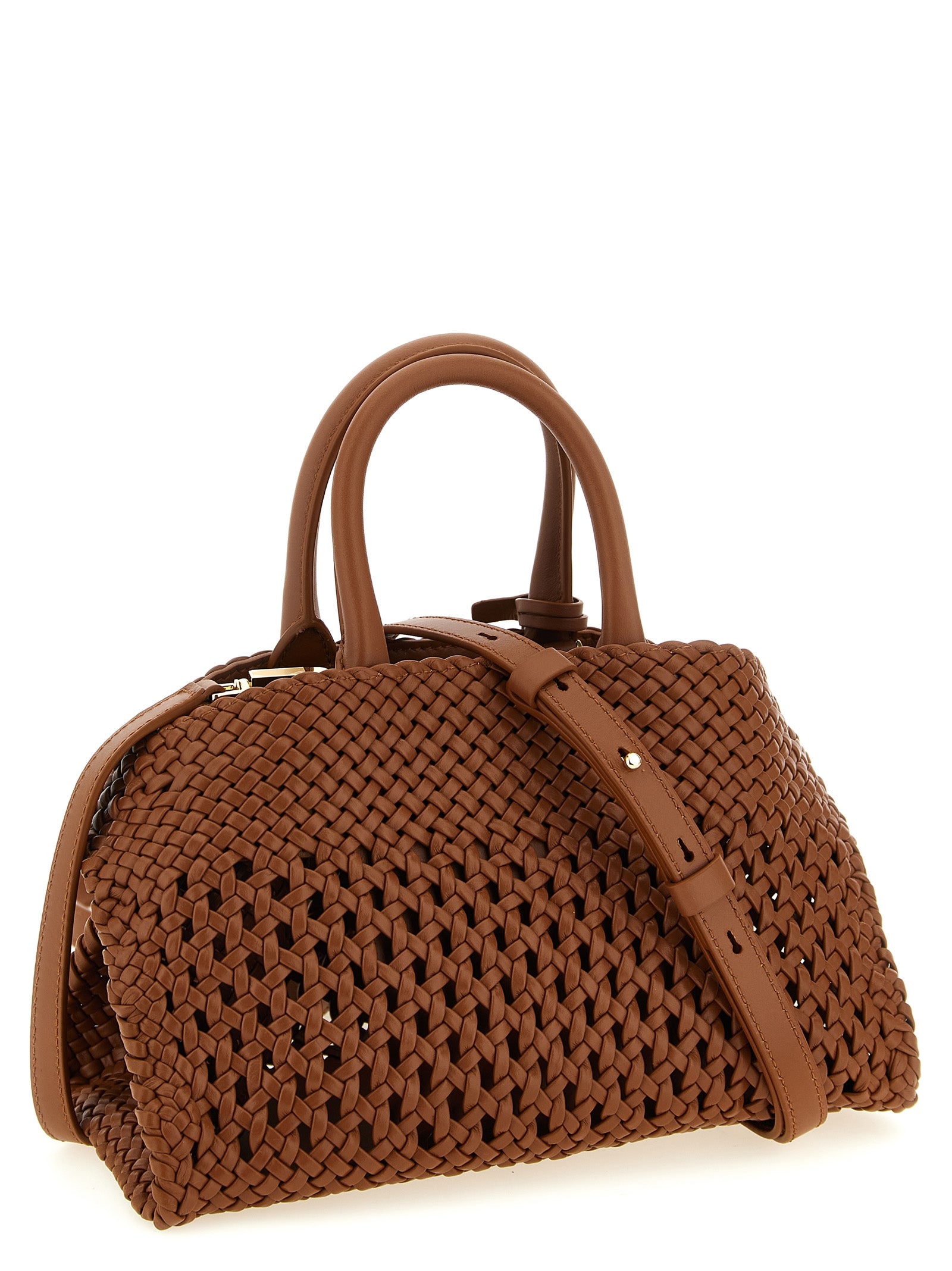 Hug Mini Handbag Brown Calfskin Leather (bos Taurus) Hand Bags