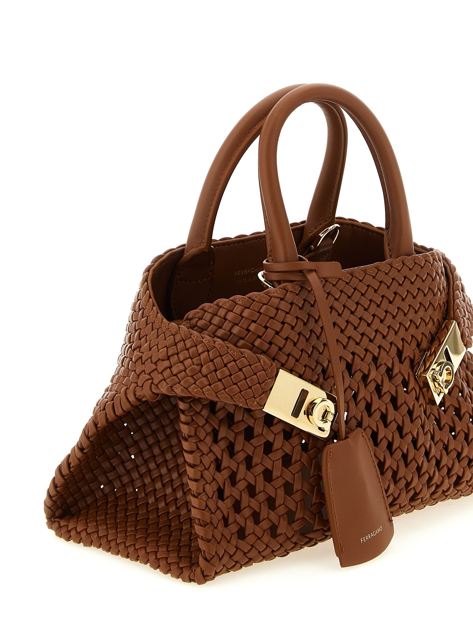 Hug Mini Handbag Brown Calfskin Leather (bos Taurus) Hand Bags