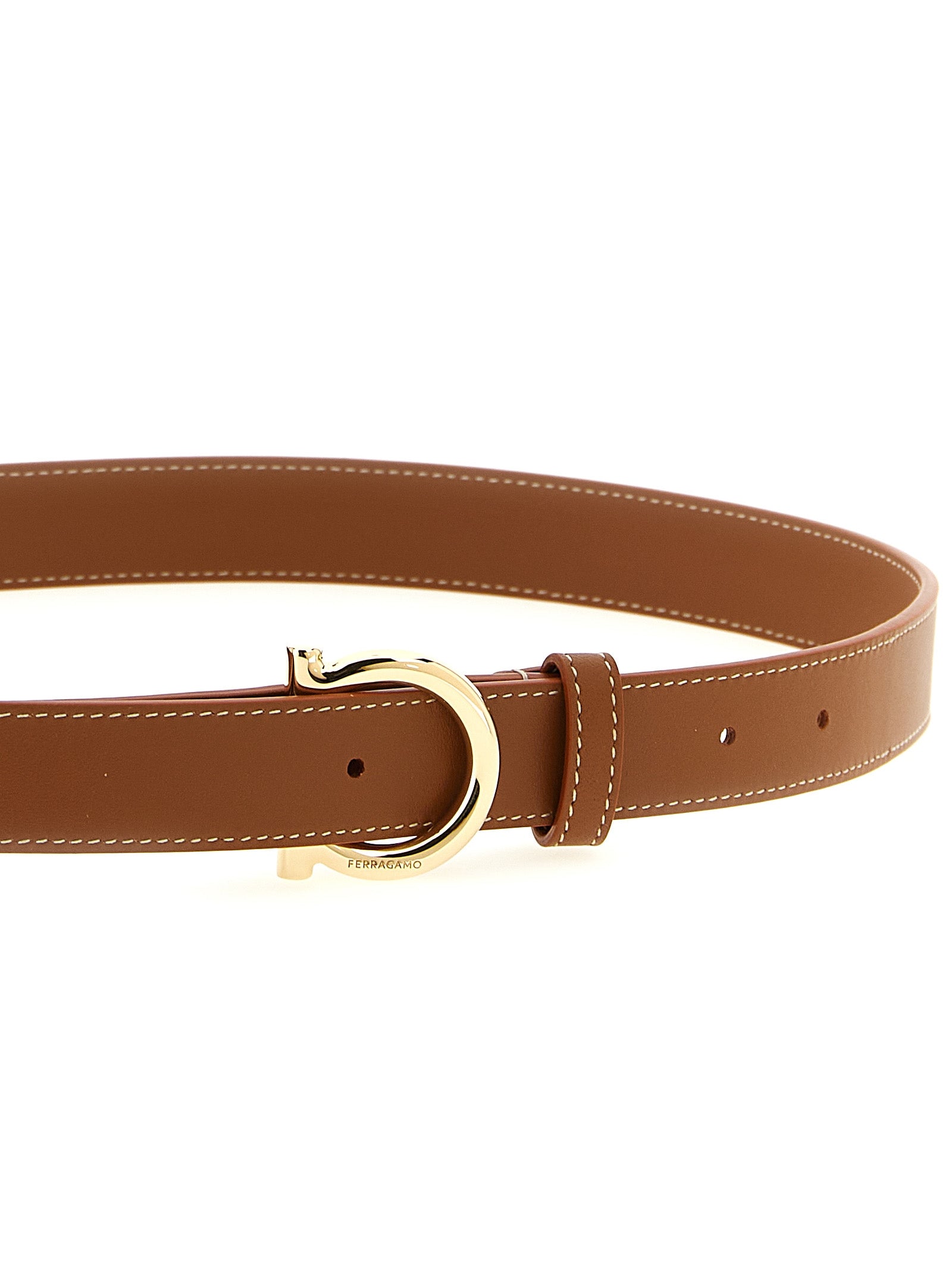 Gancini belt Brown Calfskin Leather (bos Taurus)