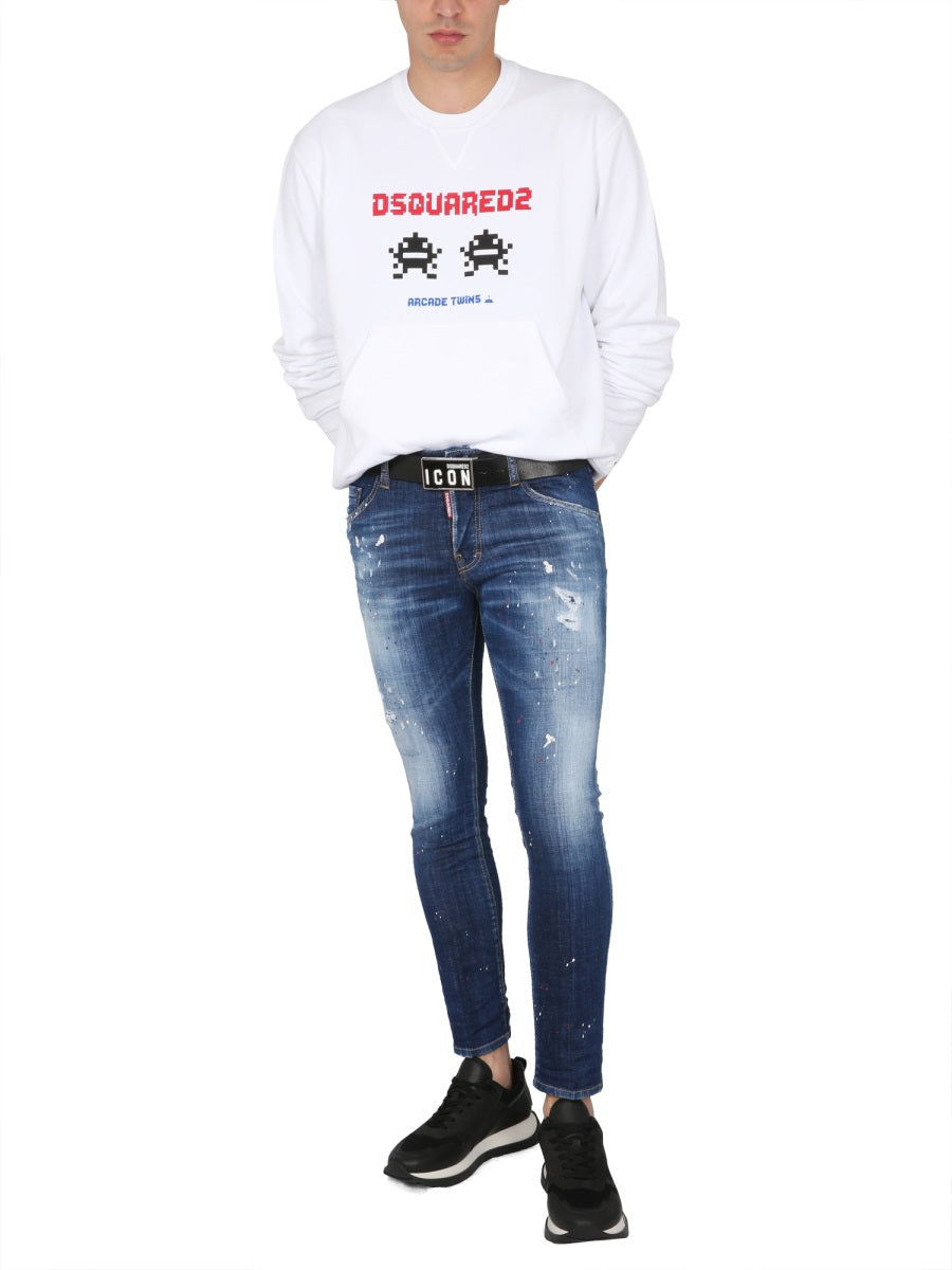 Sweatshirt With Logo Print White Cotton Sweatshirts