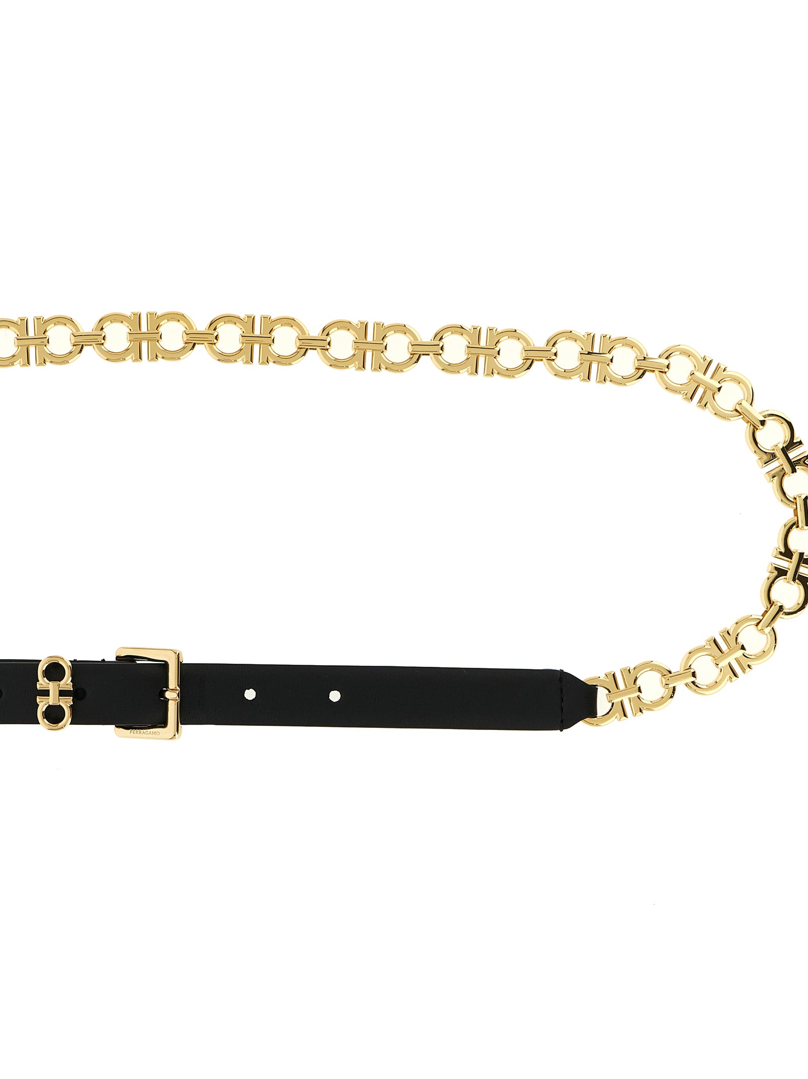 Gancini belt Black Calfskin Leather (bos Taurus)