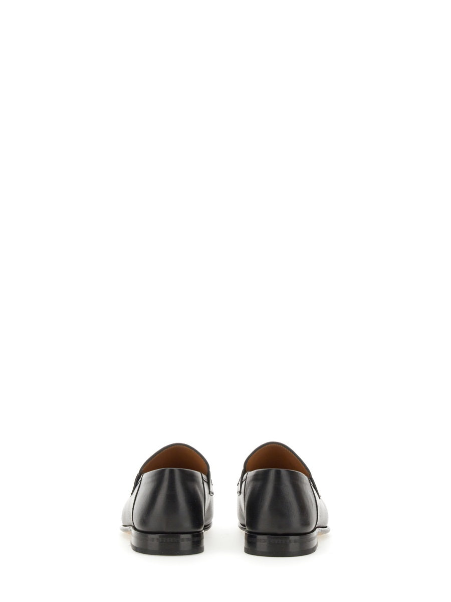 Moccasin Mule Gancini Black Leather Loafers