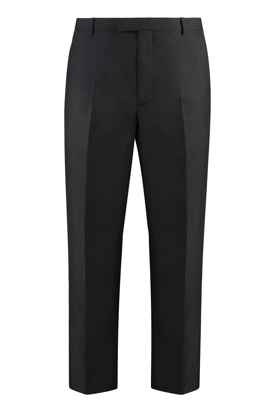 Wool Blend Twill Bush Trousers Black Viscose Chinos