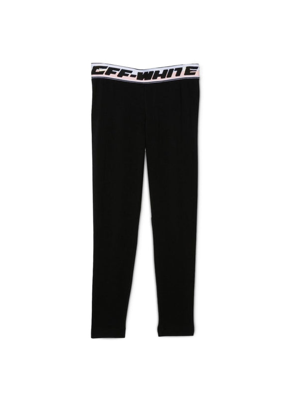Leggings Logo Band Black Cotton Trousers