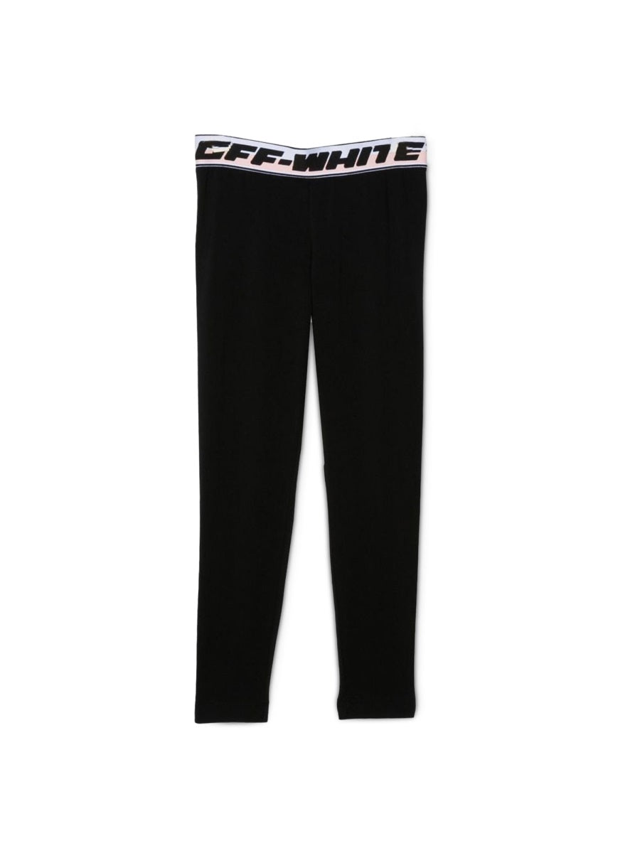 Leggings Logo Band Black Cotton Trousers