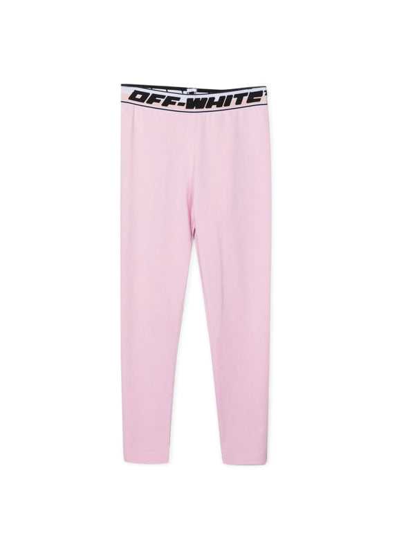 Leggings Logo Band Pink Cotton Trousers