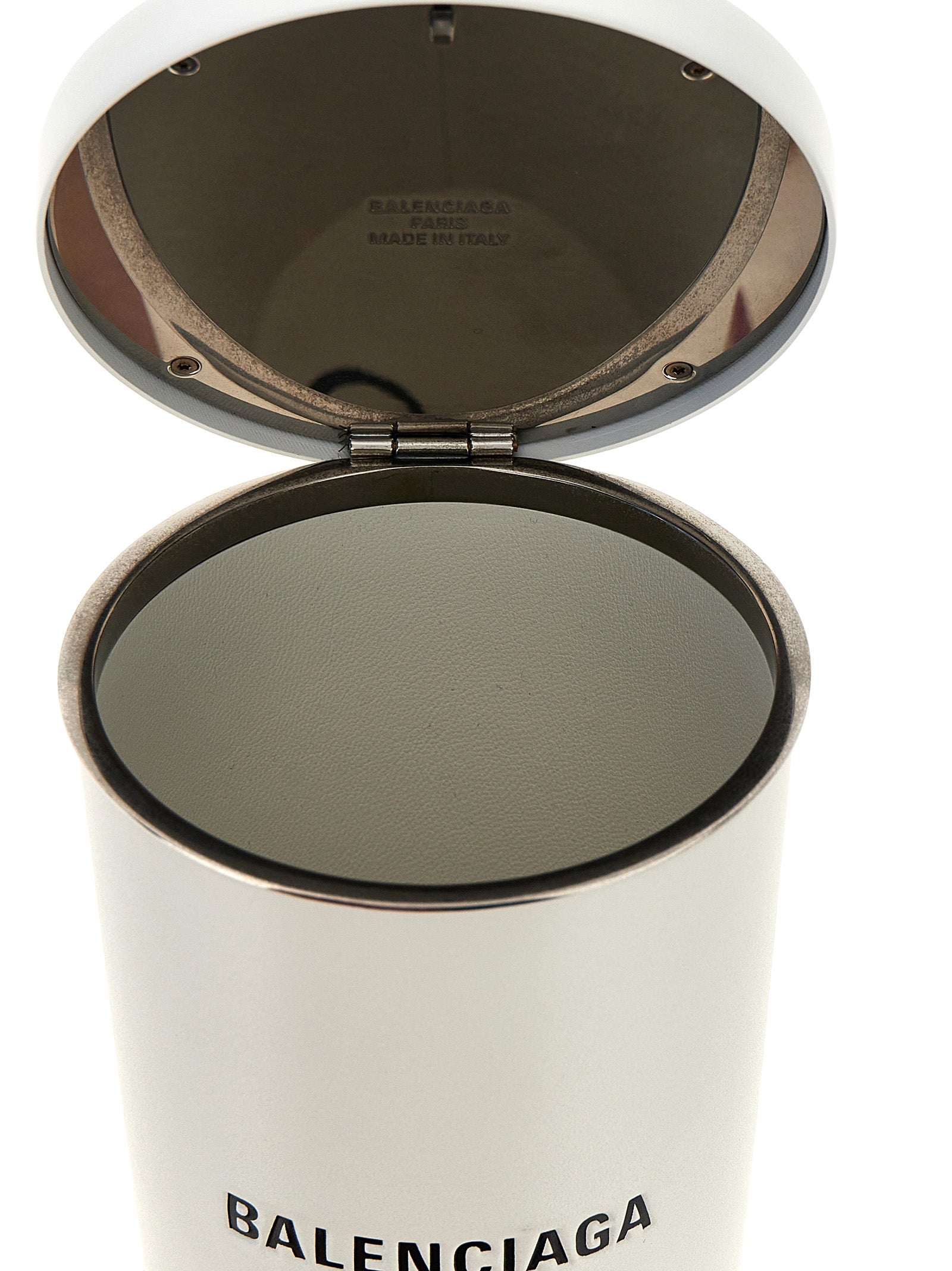 9 AM clutch White Calfskin Leather Brass