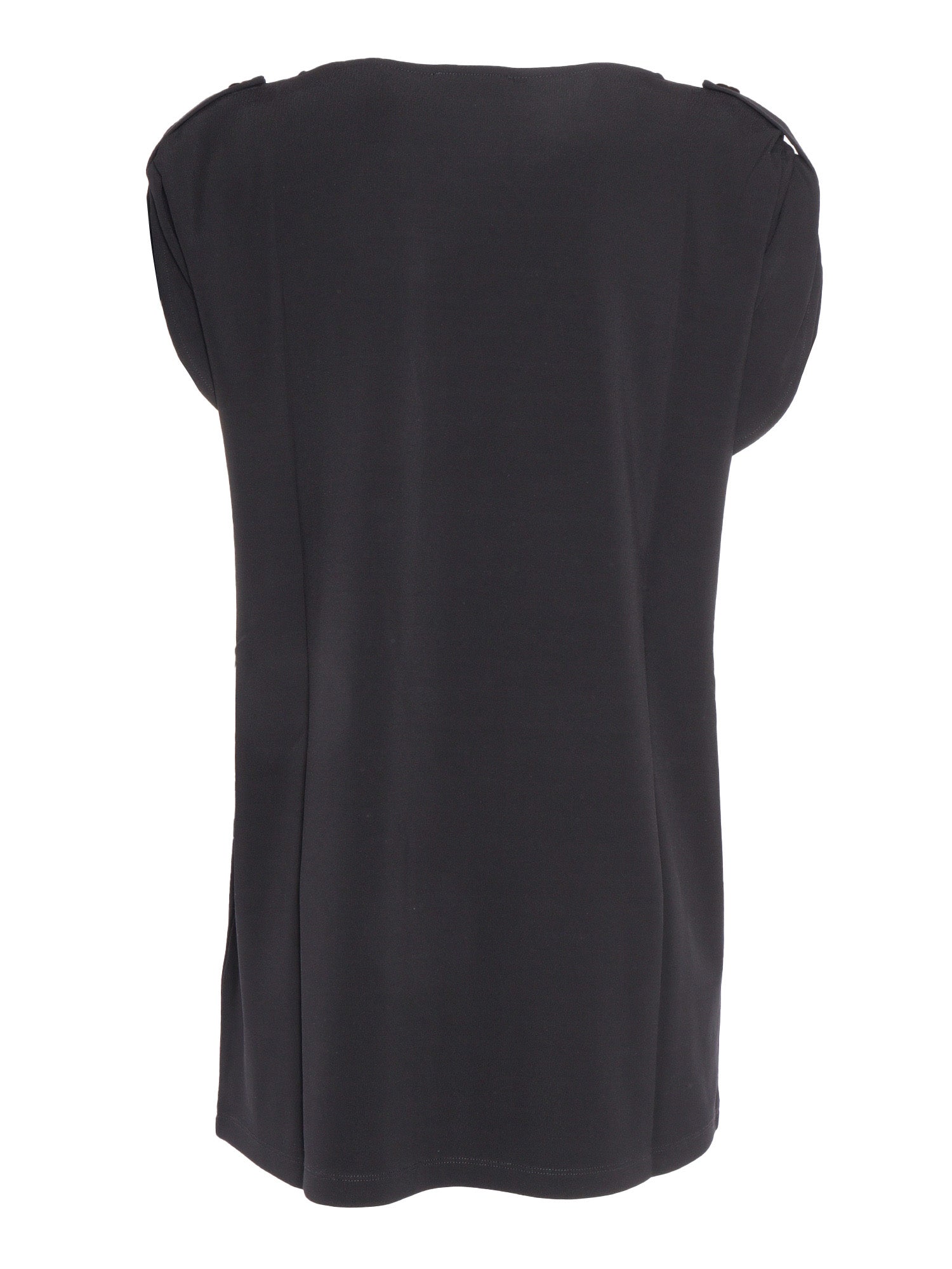SHORT SLEEVE BLOUSE Black Viscose Elastane Top