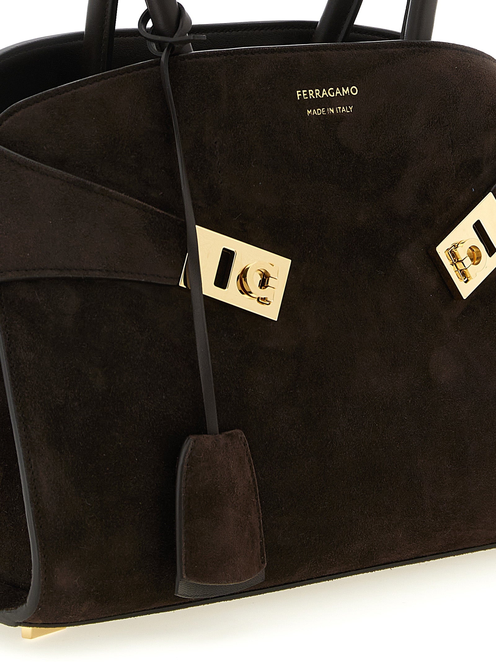 Hug Th S Handbag Brown Goat Leather Calf Hand Bags