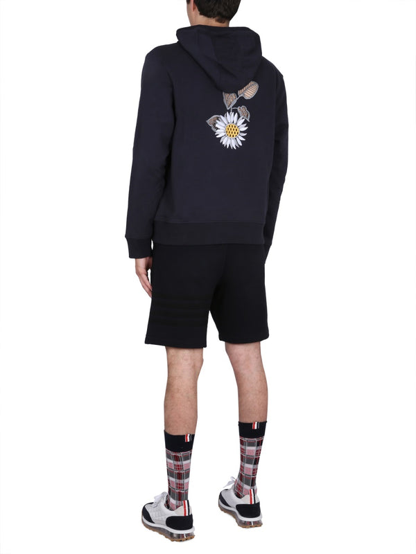 Embroidery Sweatshirt Blue Cotton Sweatshirts