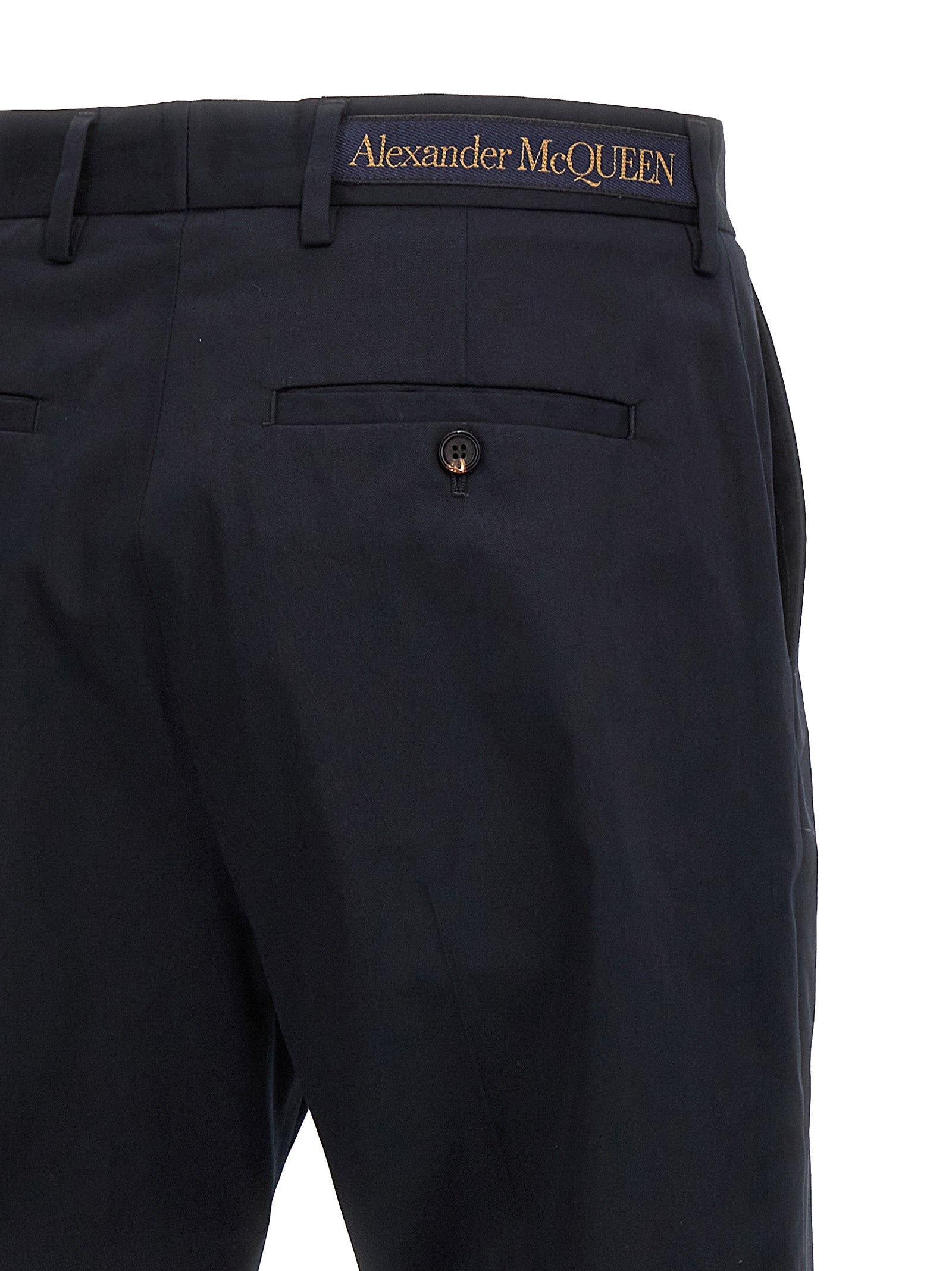 Camera Strap Chino Trousers Blue Cotton Pant