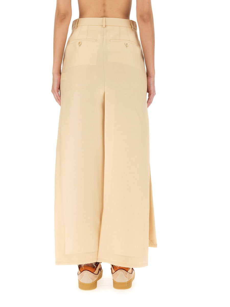 Tailored Skirt Beige Silk Virgin Wool