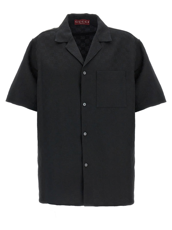 Gucci GG Jacquard Bowling Shirt — Black