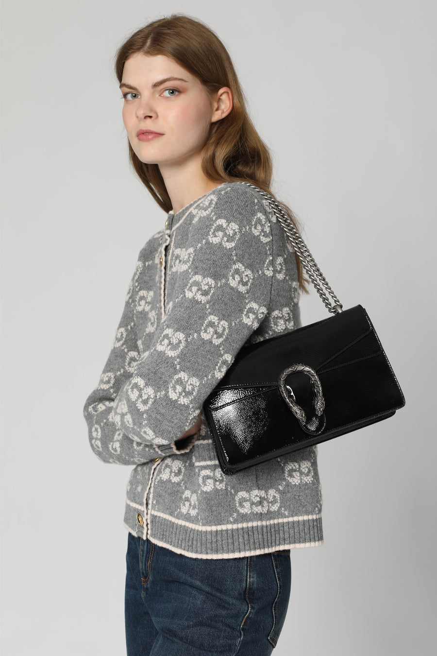 Crossbody Bag Dionysus Patent Leather Black Calf Shoulder
