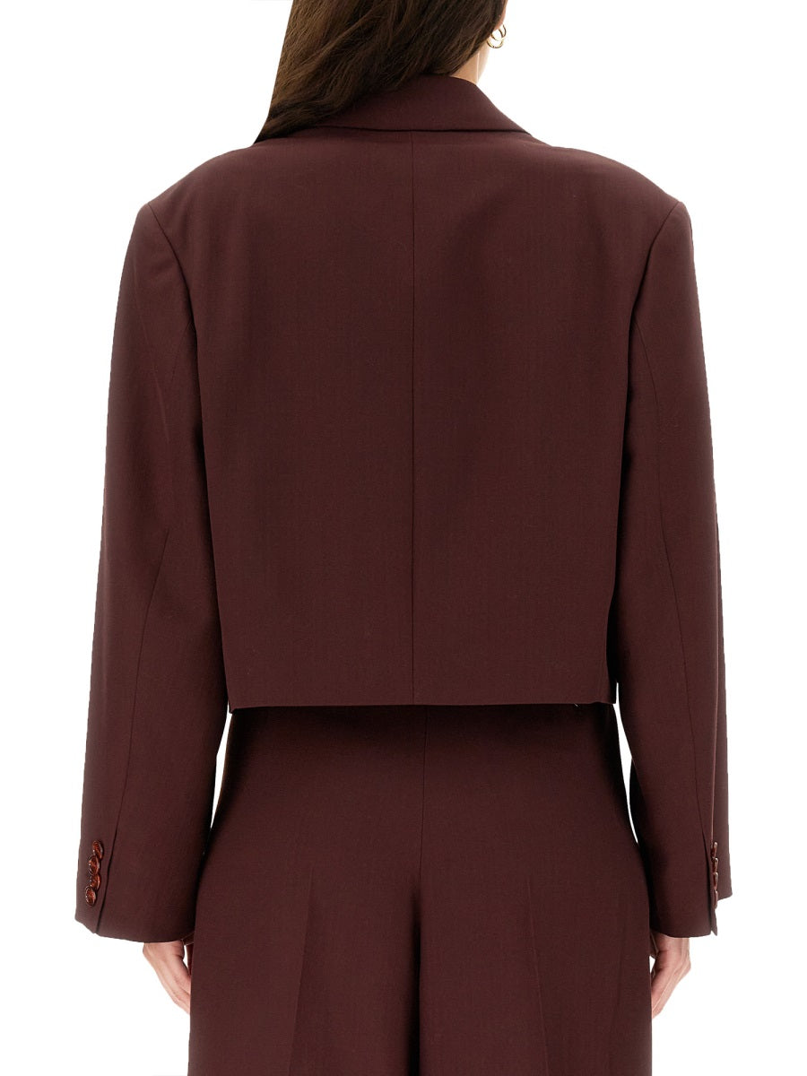 Wool-Blend Jacket Bordeaux Polyester