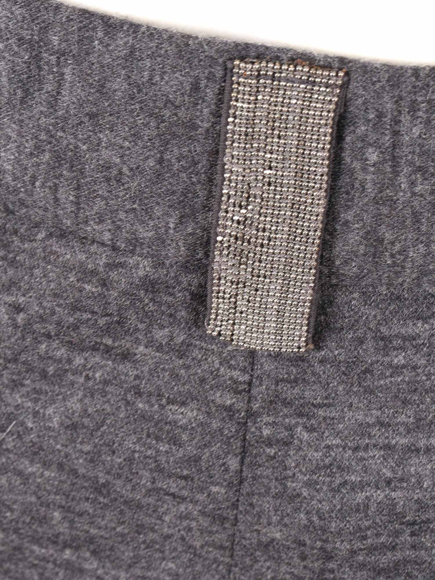 Felted Wool Pleated Trousers With Filo Diamante Detail Grey