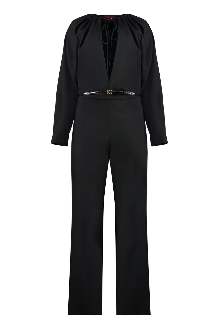 Wool Jumpsuit With Bow Fastening Black Jumpsuits