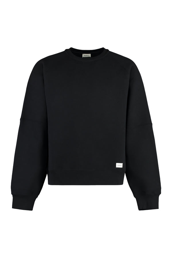 Crew-Neck Cotton Sweatshirt Black Sweatshirts