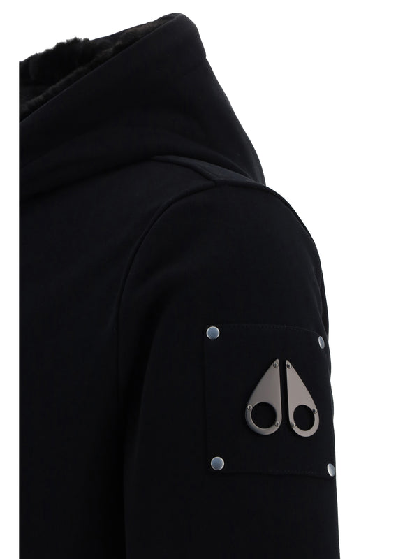 Moose Knuckles Bunny Hoodie Black Cotton With Polyester Jacket