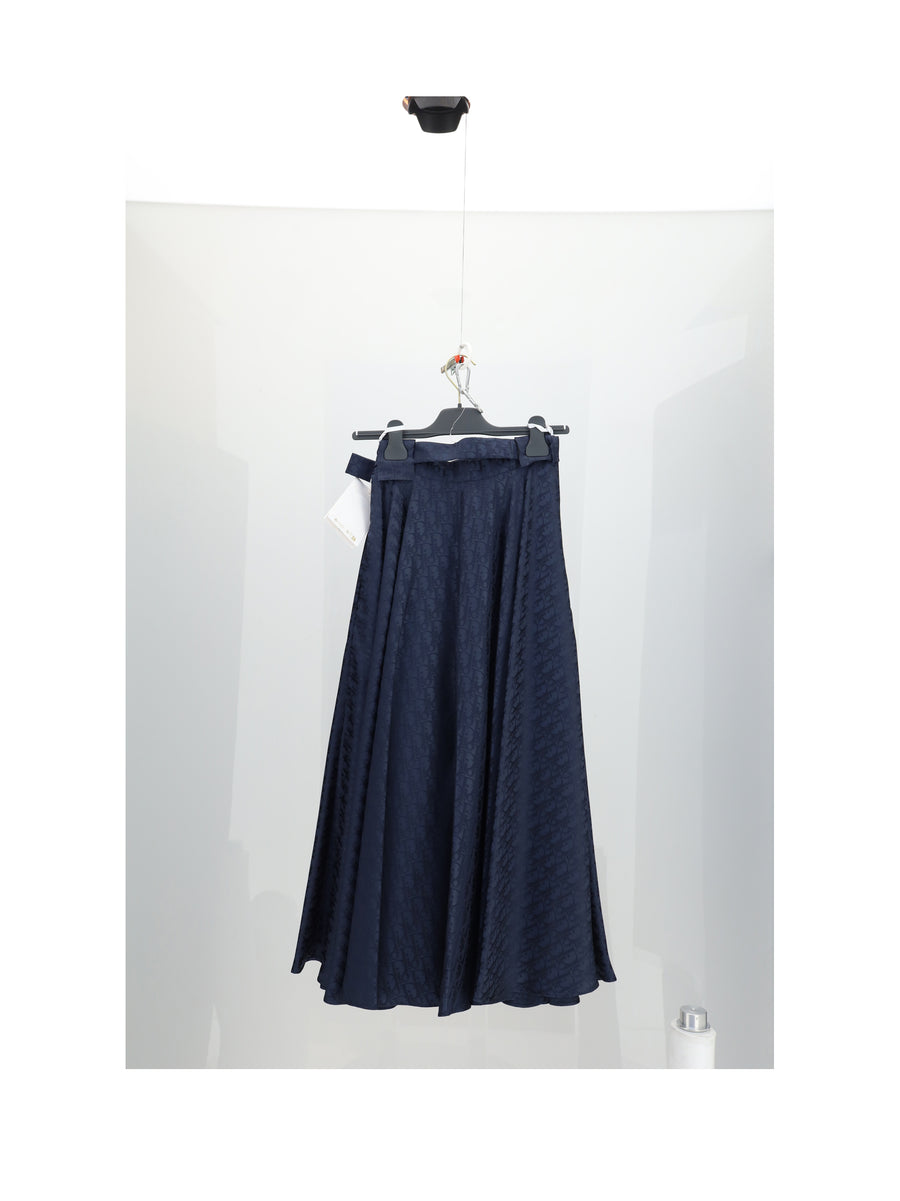Skirt Oblique Ton Sur Blue Silk
