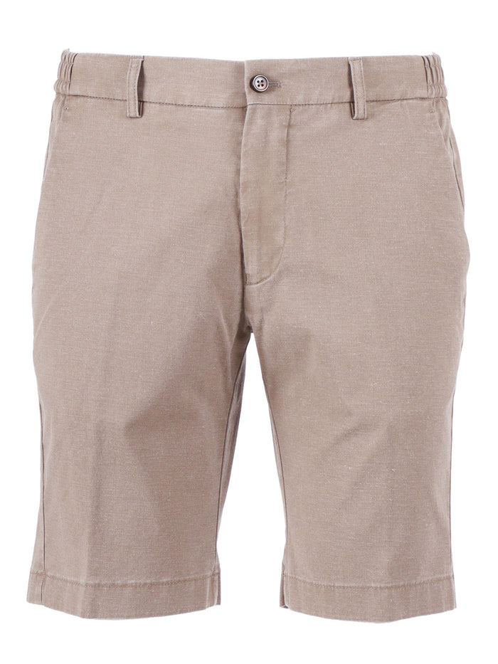 Ber_muda Elax-Gd Pants Beige Cotton Linen Elastane Bermuda Short
