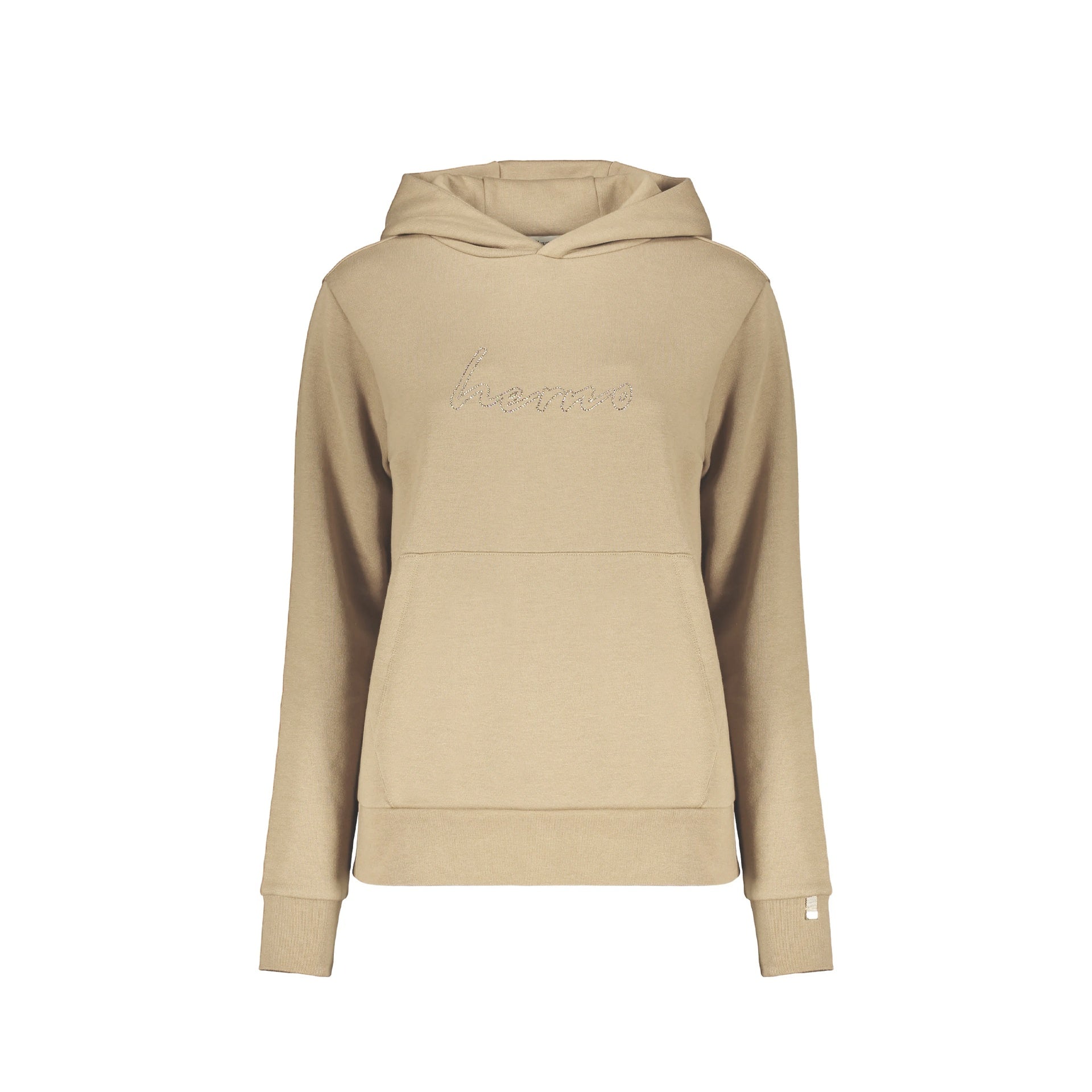 Herno Logo-Detail Hoodie Beige Cotton Polyester