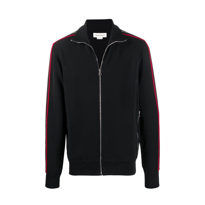 Alexander Mcqueen Logo Zipped Sweatshirt Black Viscose Polyester