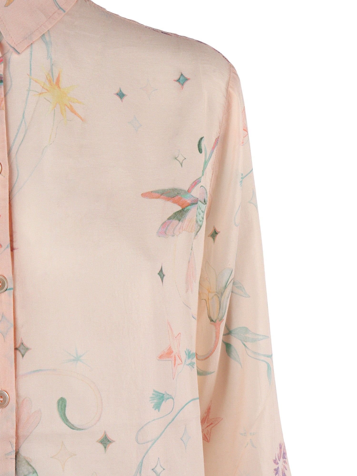 Regular Voile Shirt With Deliverance Print Pink Cotton Silk