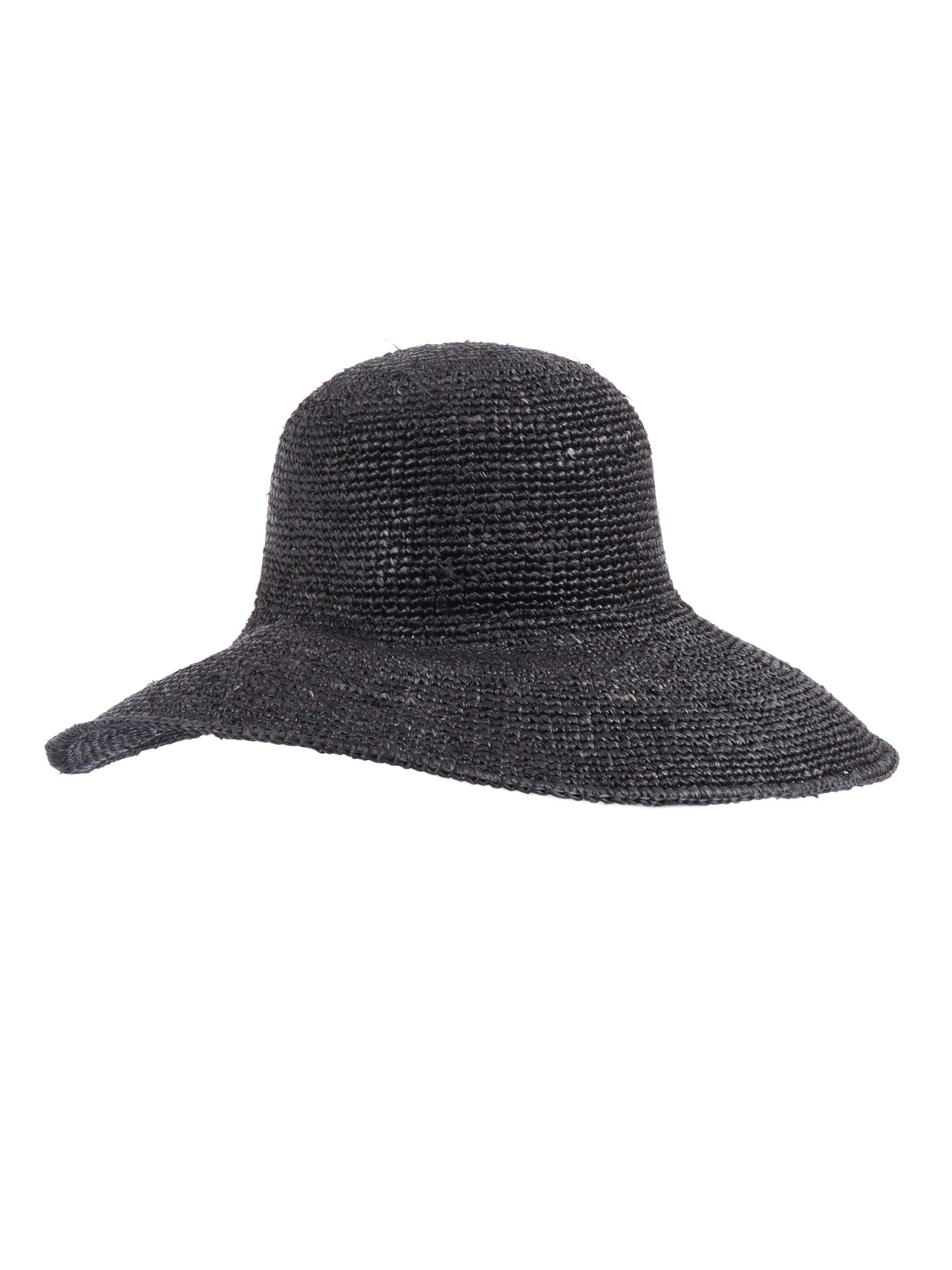 Hat - Muse Black Raphia Fabric 2 Leather