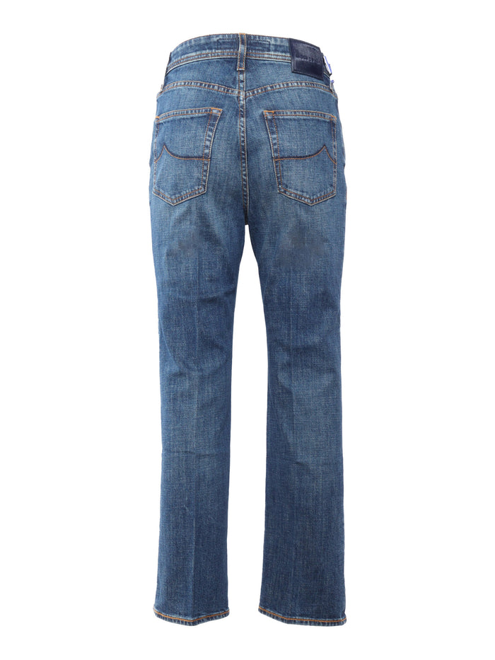 5 Pockets Denim Pants Blue Cotton Elastane Jean
