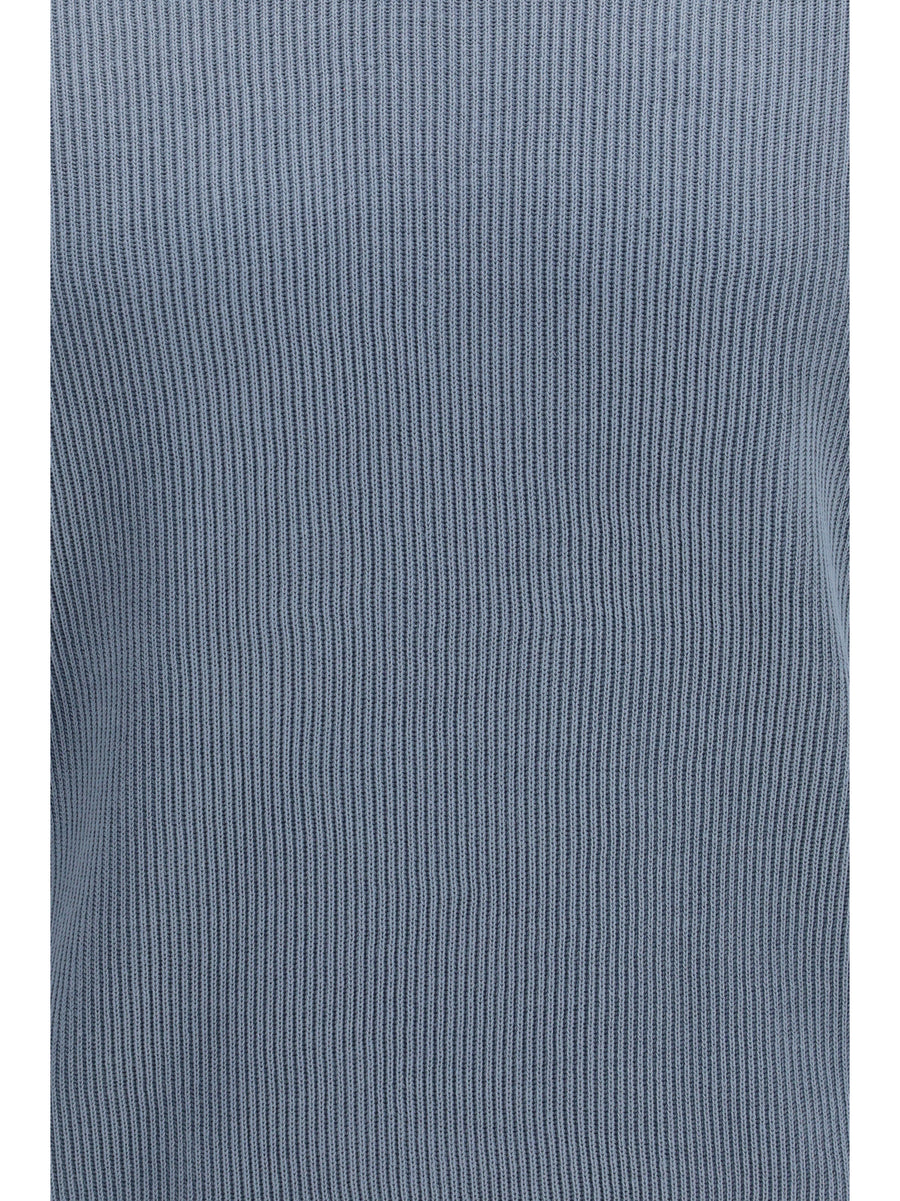 Ribbed Cotton Polo Powder Blue-Light Grey Blue/light Shirts