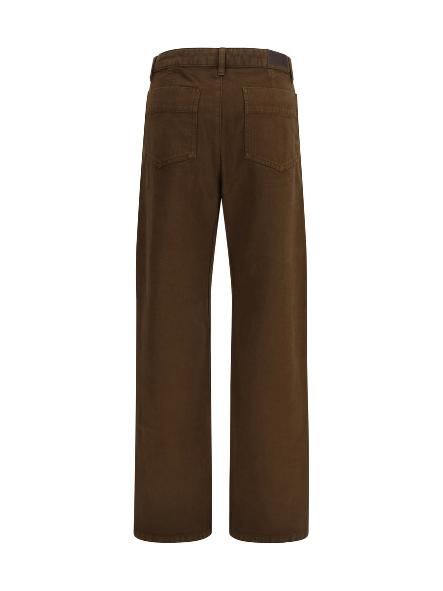 Five-Pocket Twill Pants Cacao Cotton Trousers