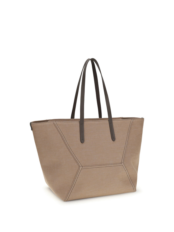 Tote Bag Bc Canvas Camel Outer Cotton Shoulder